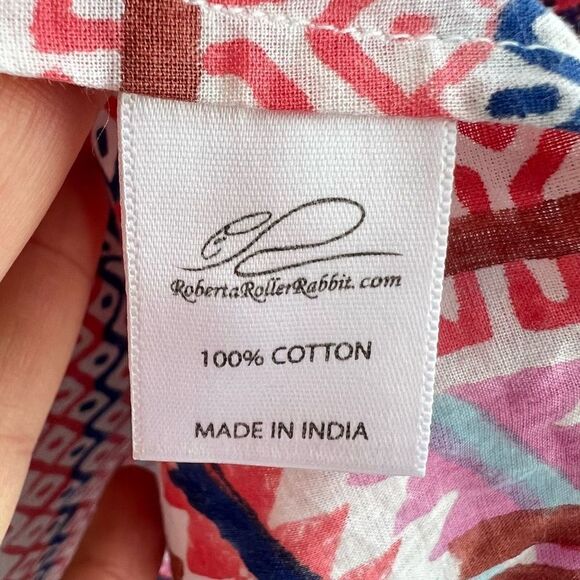 Roberta Roller Rabbit Aztec Multicolored Print Tunic Blouse Top Women’s Large - Picture 7 of 9